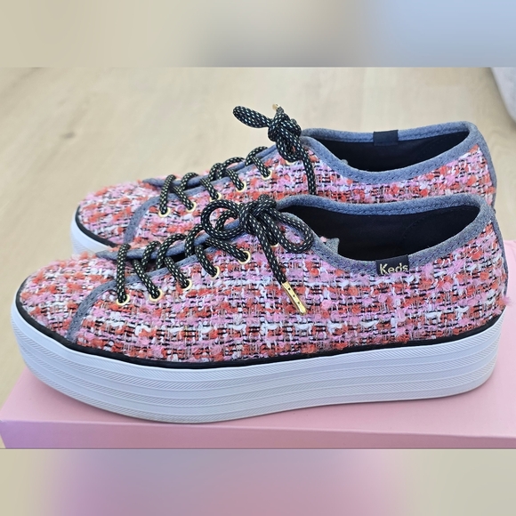 Keds Pink & Black Tweed Sneakers Size: 8 - Picture 1 of 7